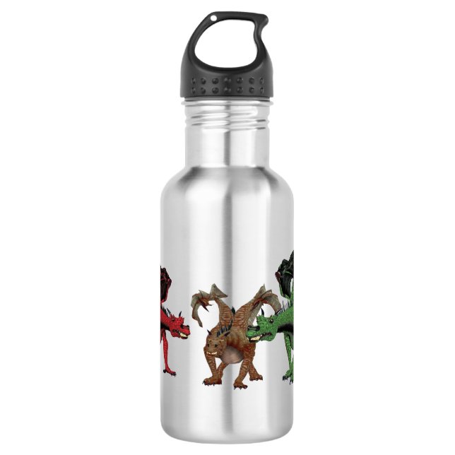 Drachenfamilie Edelstahlflasche (Vorderseite)