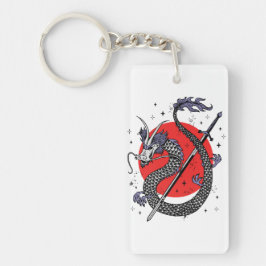 Drachenfeindlichkeit: Ein majestätisches chinesisc Schlüsselanhänger