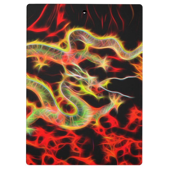 Drachenfeuer auf Glücksenergie Klemmbrett (Rückseite)