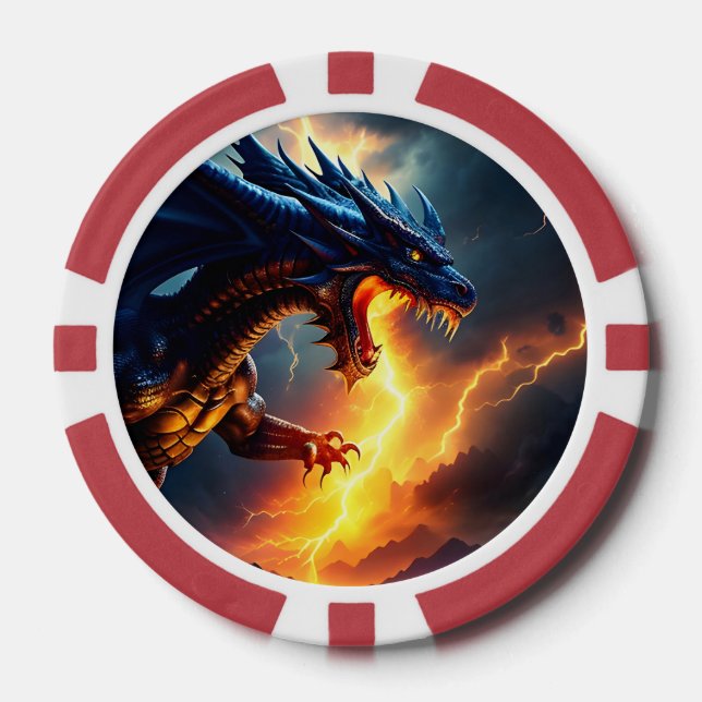 Drachenfeuer-Blitzkampf zwei Pokerchips (Vorderseite)