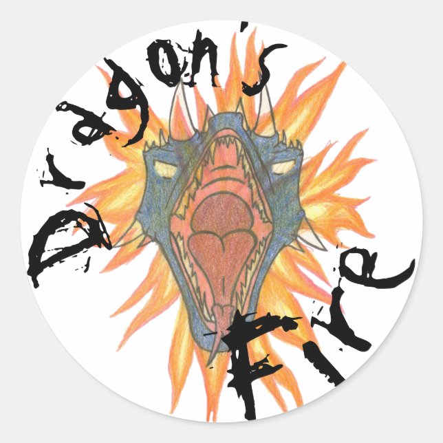 Drachenfeuer Runder Aufkleber (Vorderseite)