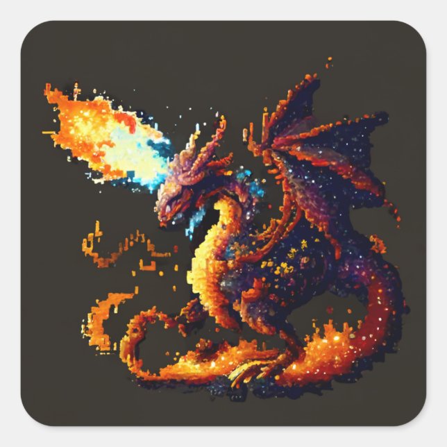 Drachenfeuerelementar Quadratischer Aufkleber (Vorderseite)