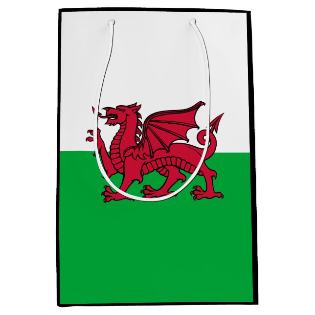 Drachenflagge Wales, keltisch-walisische Nationalf Mittlere Geschenktüte (Vorderseite)