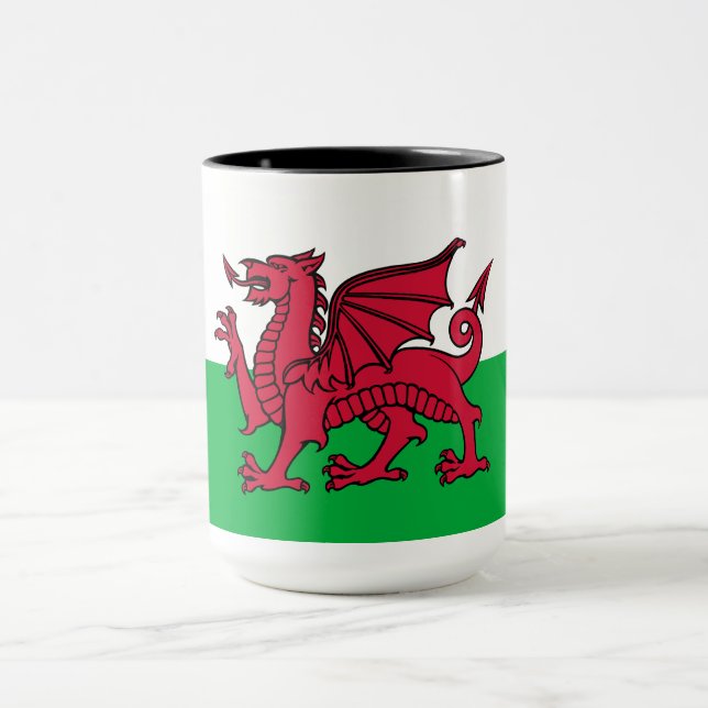 Drachenflagge Wales, keltisch-walisische Nationalf Tasse (Zentrum)