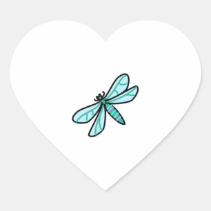 Drachenfliege Herz-Aufkleber
