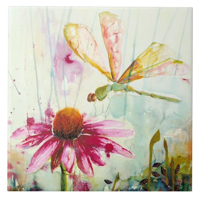 Drachenfliege Keramik Tile/Trivet (6" Quadrat) Fliese (Vorderseite)