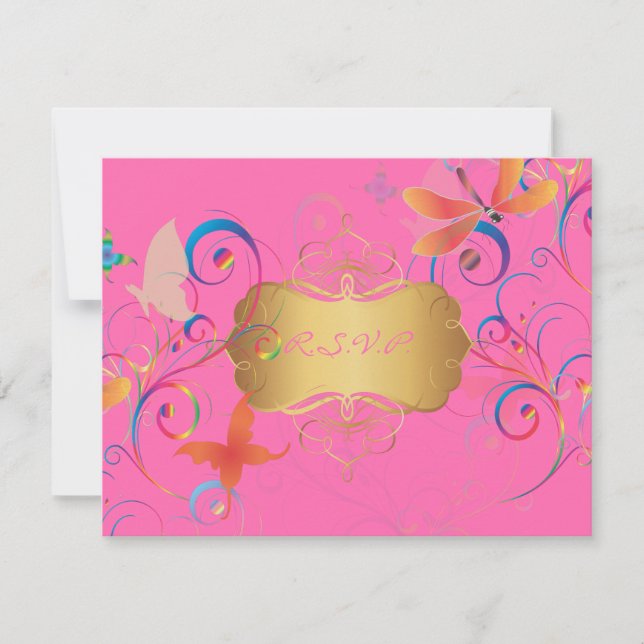 Drachenfliege+Schmetterlinge+Wirbel RSVP Karte (Vorderseite)