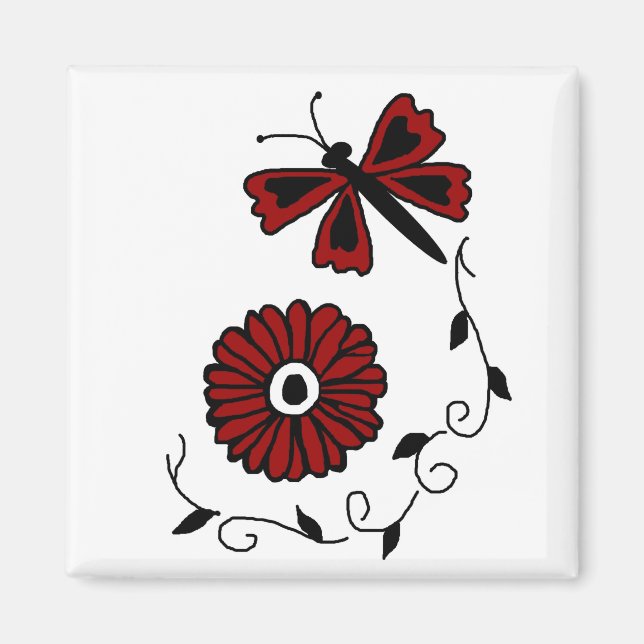 Drachenfliege und Magnet für rote Blume (Vorne)