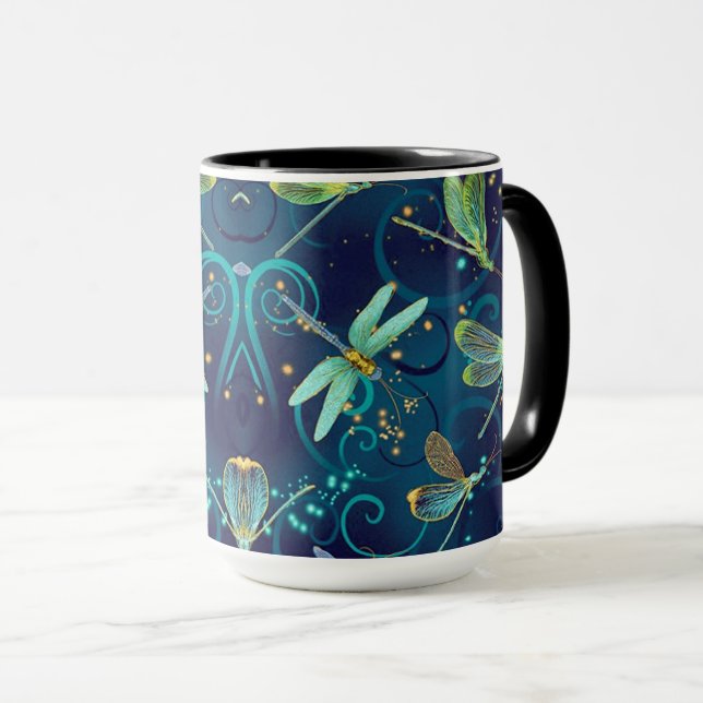 Drachenfliegen Aquamarin 15oz Combo Tasse (VorderseiteRechts)