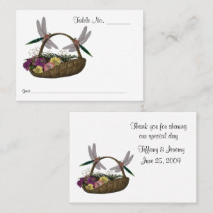 Drachenfliegen-Blume beim Hochzeitstisch Platzkarte