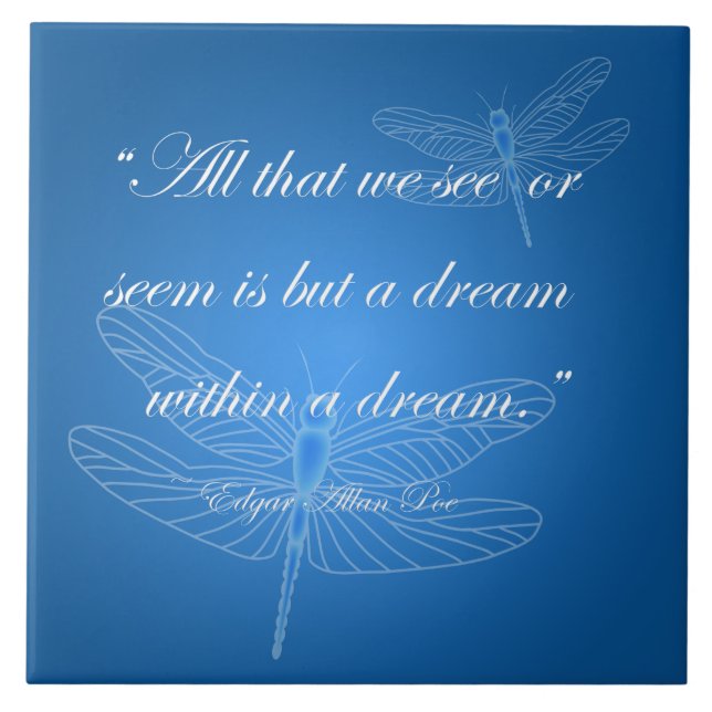 Drachenfliegen Dream Dragonfly Quote 20" Zahl Fliese (Vorderseite)