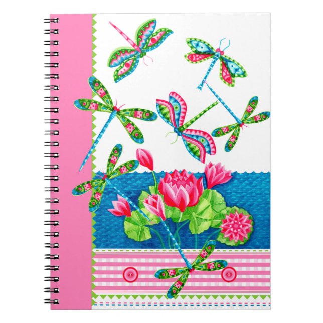 Drachenfliegen und Lilien-Notebook Notizblock (Vorderseite)