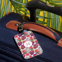 Drachenfrucht Tropisch Blumig Modern Grüne Palme Gepäckanhänger