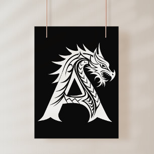 Drachengestalteter Buchstabe A, Drachenschrift, Mo Poster
