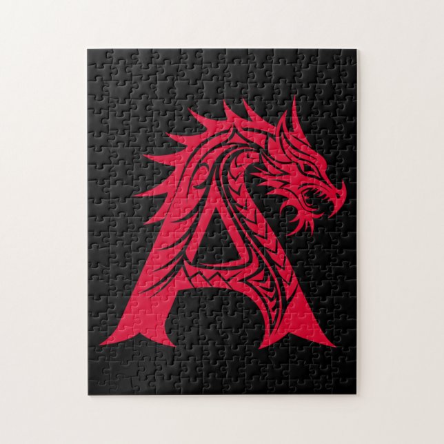Drachengestalteter Buchstabe A, Drachenschrift, Mo Puzzle (Vertikal)