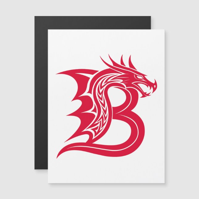 Drachengestalteter Buchstabe B, Drachenschrift, Mo Magneteinladung (Vorne/Hinten)