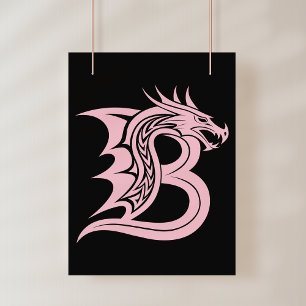 Drachengestalteter Buchstabe B, Drachenschrift, Mo Poster