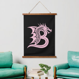 Drachengestalteter Buchstabe B, Drachenschrift, Mo Wandteppich Mit Holzrahmen