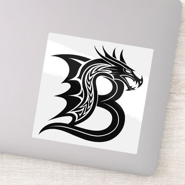 Drachengestalteter Buchstabe B, Dragonalphabet, Mo Aufkleber (Detail)