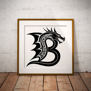 Drachengestalteter Buchstabe B, Dragonalphabet, Mo Poster