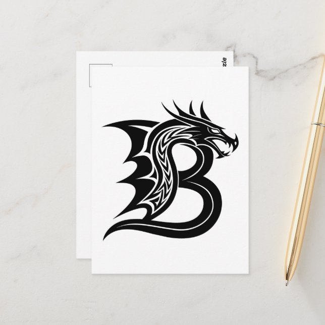 Drachengestalteter Buchstabe B, Dragonalphabet, Mo Postkarte (Vorderseite/Rückseite Beispiel)