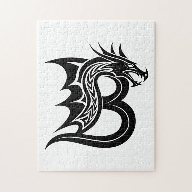 Drachengestalteter Buchstabe B, Dragonalphabet, Mo Puzzle (Vertikal)