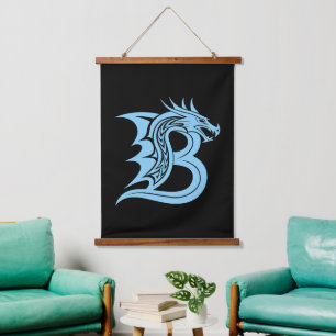 Drachengestalteter Buchstabe B, Dragonalphabet, Mo Wandteppich Mit Holzrahmen