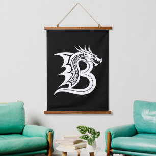 Drachengestalteter Buchstabe B, Dragonalphabet, Mo Wandteppich Mit Holzrahmen