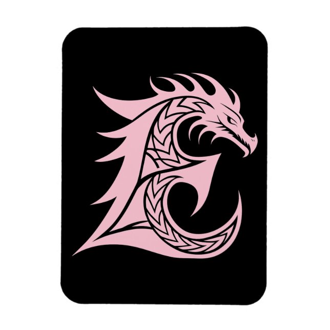 Drachengestalteter Buchstabe E, Drachenschrift, Mo Magnet (Vertikal)