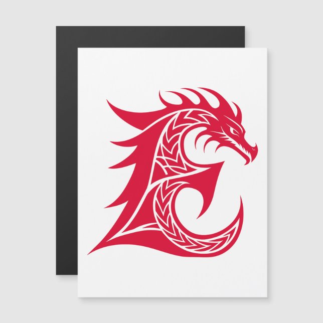 Drachengestalteter Buchstabe E, Drachenschrift, Mo Magneteinladung (Vorne/Hinten)