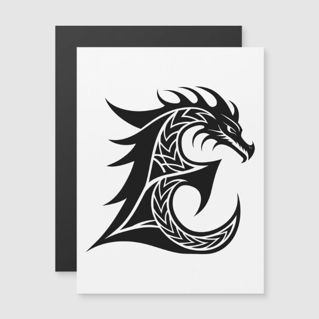Drachengestalteter Buchstabe E, Drachenschrift, Mo Magneteinladung (Vorne/Hinten)