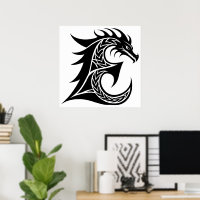 Drachengestalteter Buchstabe E, Drachenschrift, Mo
