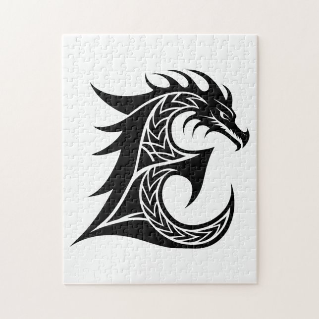 Drachengestalteter Buchstabe E, Drachenschrift, Mo Puzzle (Vertikal)