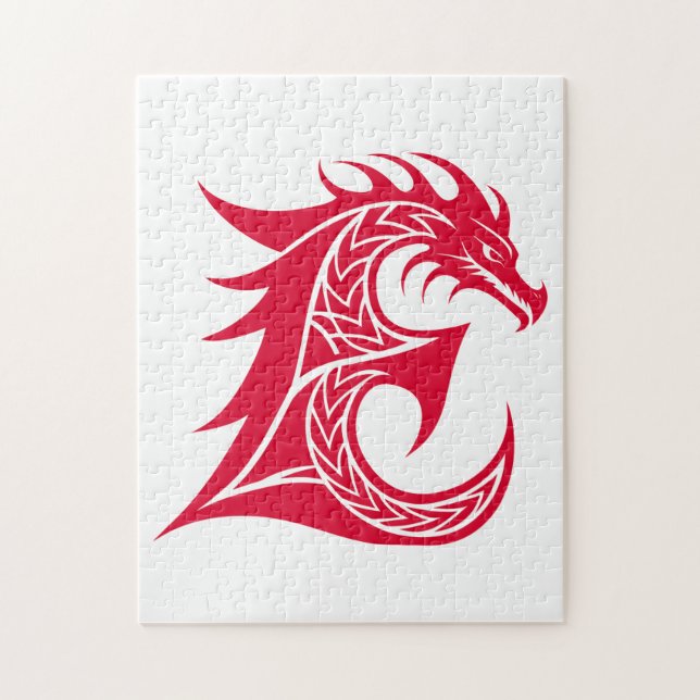Drachengestalteter Buchstabe E, Drachenschrift, Mo Puzzle (Vertikal)