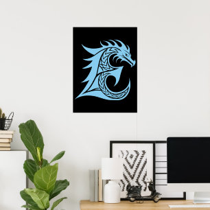 Drachengestalteter Buchstabe E, Dragonalphabet, Mo Poster