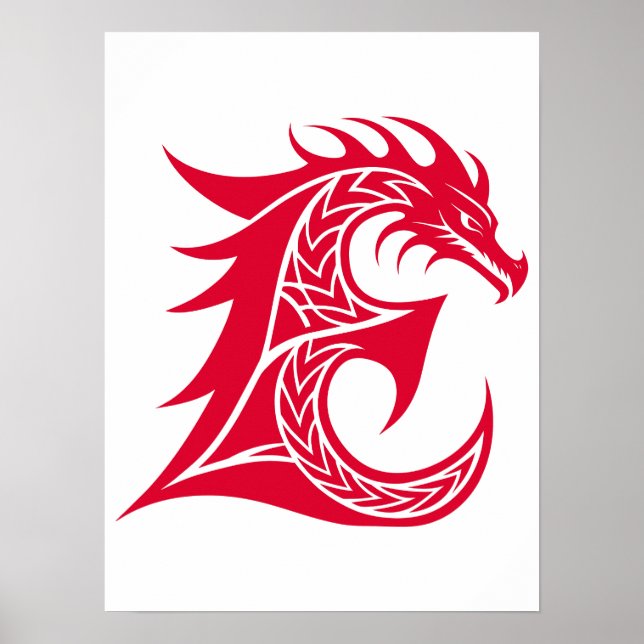 Drachengestalteter Buchstabe E, Dragonalphabet, Mo Poster (Vorne)