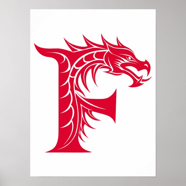 Drachengestalteter Buchstabe F, Drachenschrift, Mo Poster (Vorne)