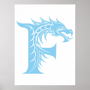 Drachengestalteter Buchstabe F, Drachenschrift, Mo Poster