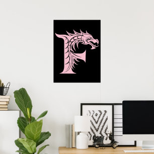 Drachengestalteter Buchstabe F, Drachenschrift, Mo Poster