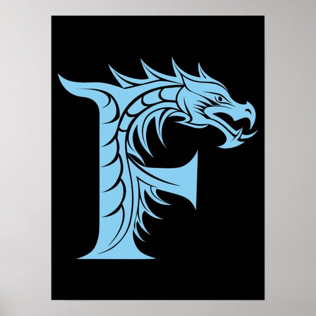 Drachengestalteter Buchstabe F, Drachenschrift, Mo Poster (Vorne)