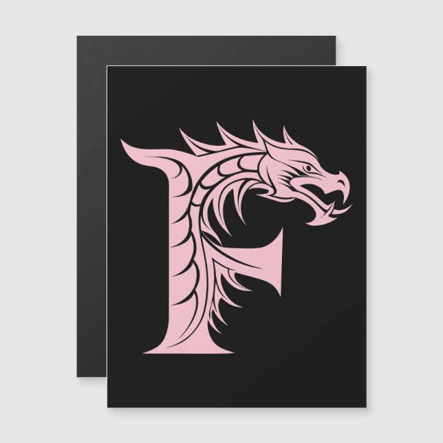Drachengestalteter Buchstabe F, Dragenalphabet, Mo Magneteinladung (Vorne/Hinten)