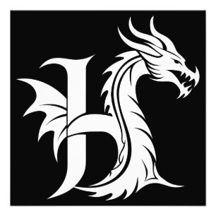 Drachengestalteter Buchstabe H, Drachenschrift, Mo Fotodruck