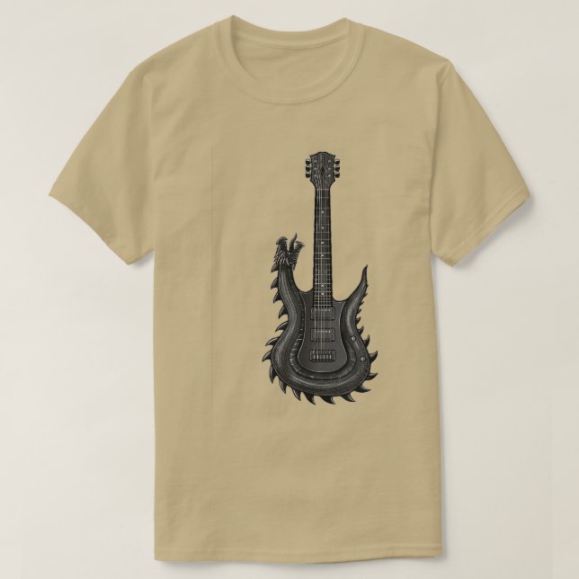 Drachengitarre mit E-Gitarre Rock'n'Roll B T-Shirt (Design vorne)