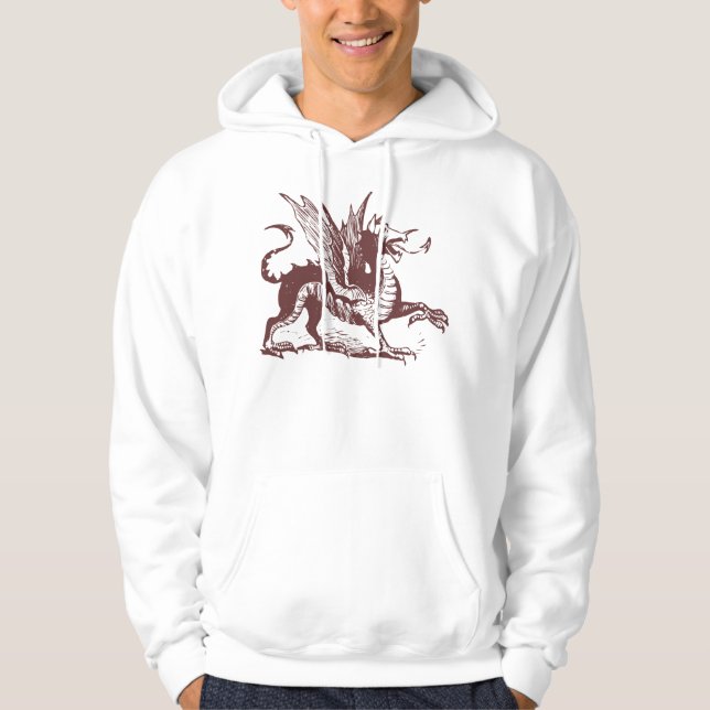 Drachengravur - Dunkelbraun Hoodie (Vorderseite)