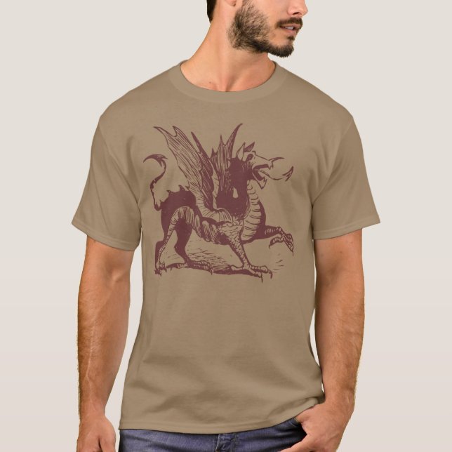 Drachengravur - Dunkelbraun T-Shirt (Vorderseite)
