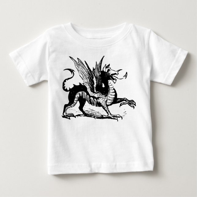 Drachengravur - Schwarz Baby T-shirt (Vorderseite)
