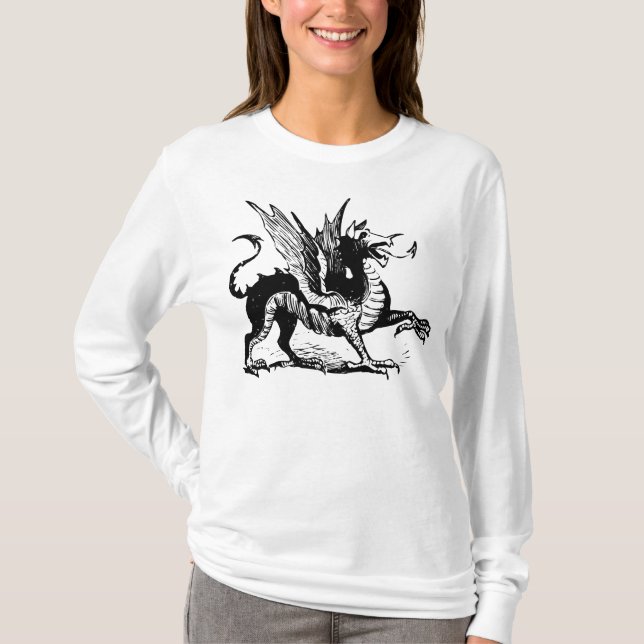 Drachengravur - Schwarz T-Shirt (Vorderseite)