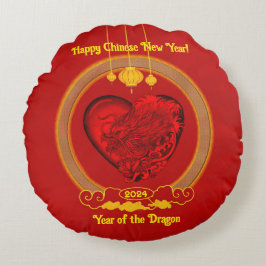Drachenherz , Jahr des Drachen Rundes Kissen