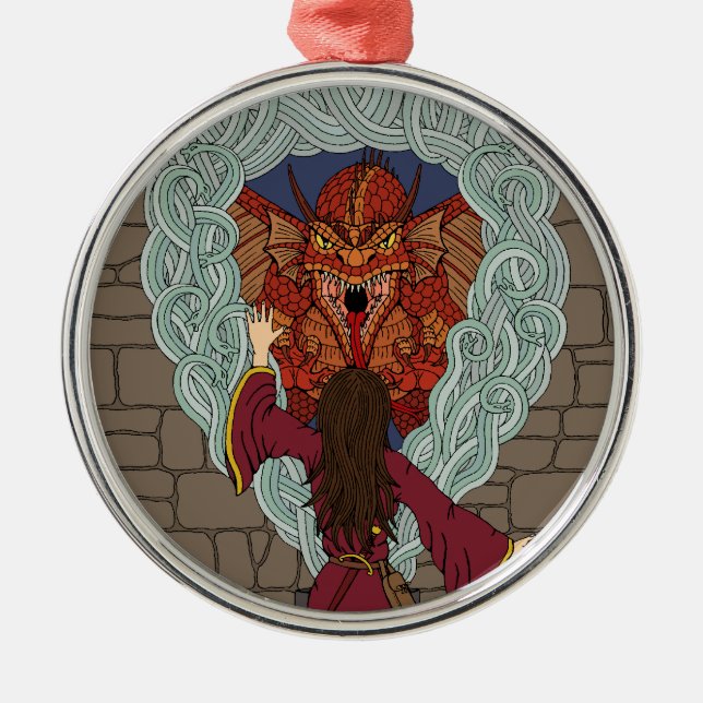 Drachenjubeln Ornament Aus Metall (Vorne)