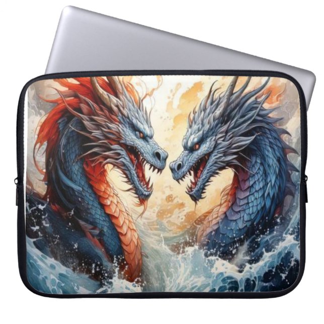 Drachenkampf Laptopschutzhülle (Vorderseite)